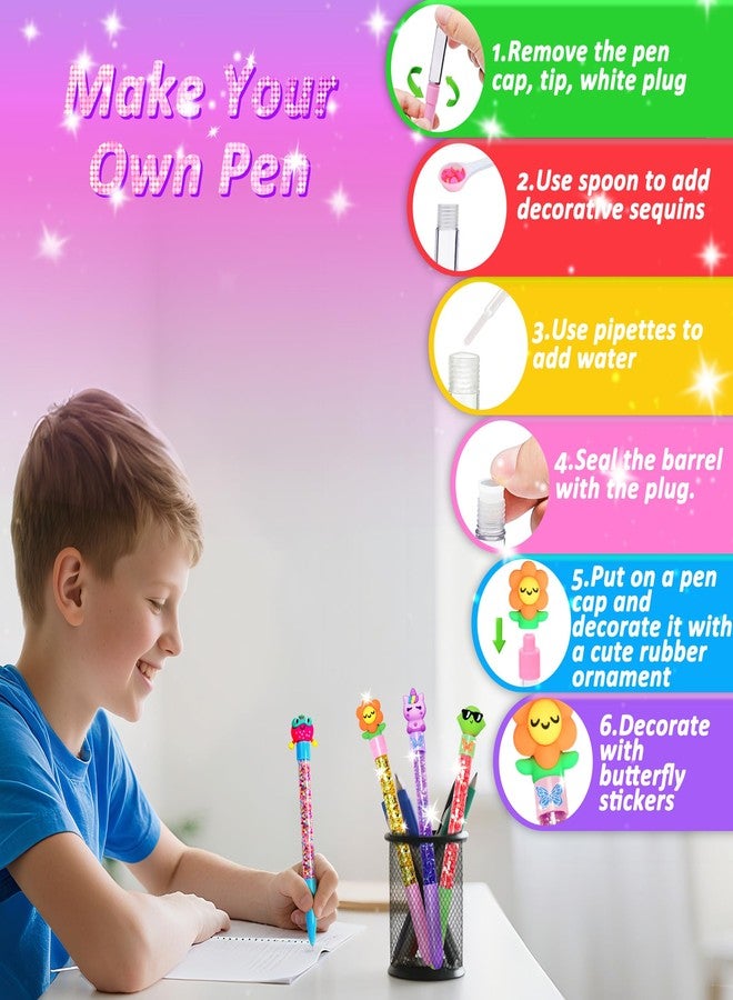 MOMUSE DIY Pen Making Kit, Fun Pen Creator Studio - Make You Own 4 Sparkly Glitter Pens, Creative Art and Craft Kits Toys for Kids Girls Tweens 6 7 8 9 10 11 12 Years Birthday Gift Present - Image 4